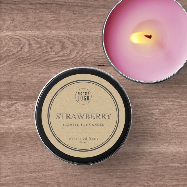 Add Logo Classic Gray Border Kraft Product Label (Creator Uploaded)