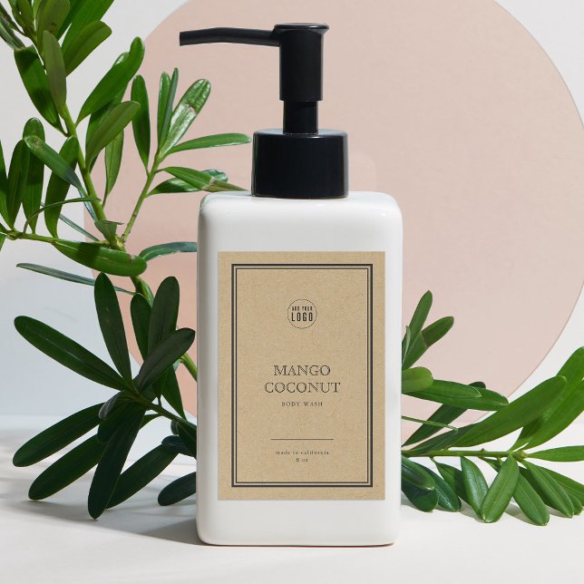 Add Logo Classic Gray Border Kraft Product Label (Creator Uploaded)