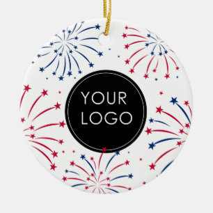 Add Logo Corporate Business Company 4th of July Ceramic Ornament