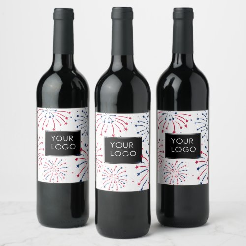 Add Logo Corporate Business Company 4th of July  Wine Label