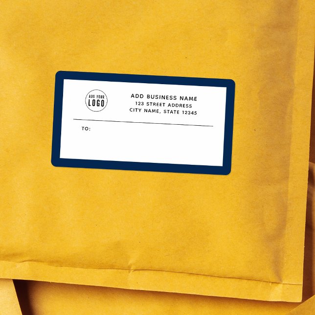 Add Logo Custom Border Business Return Address Label (Creator Uploaded)