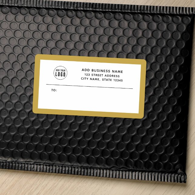 Add Logo Custom Border Business Return Address Label (Creator Uploaded)
