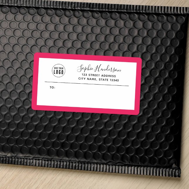 Add Logo Custom Border Calligraphy Return Address Label (Creator Uploaded)