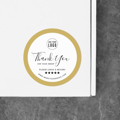 Add Logo Custom Border Color Thank You Review Classic Round Sticker