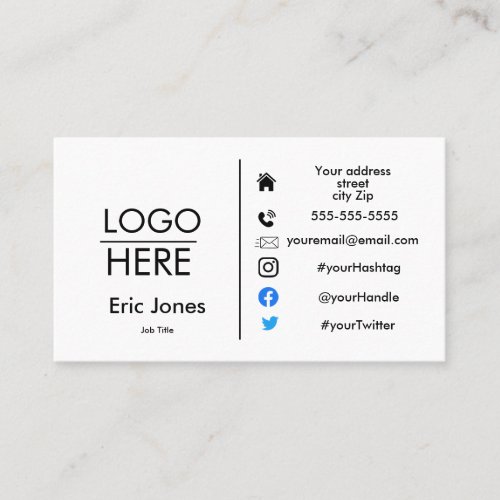 add logo Custom BUSINESS LOGO and social media Bus Business Card