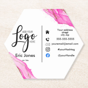 add logo Custom BUSINESS LOGO and social media Bus Paper Coaster