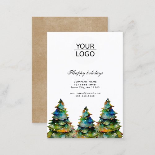 Add Logo Custom Text Christmas Pine Tree Promotion Business Card