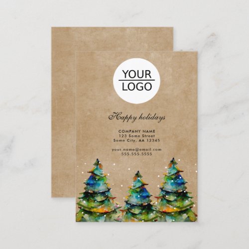 Add Logo Custom Text Christmas Pine Tree Promotion Business Card