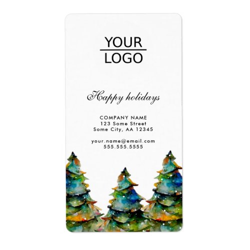 Add Logo Custom Text Christmas Pine Tree Promotion Label
