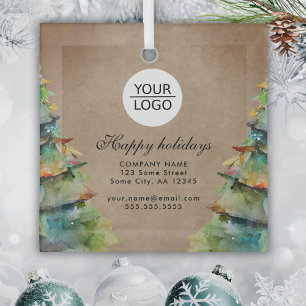 Add Logo Custom Text Christmas Tree Promotion Glass Ornament