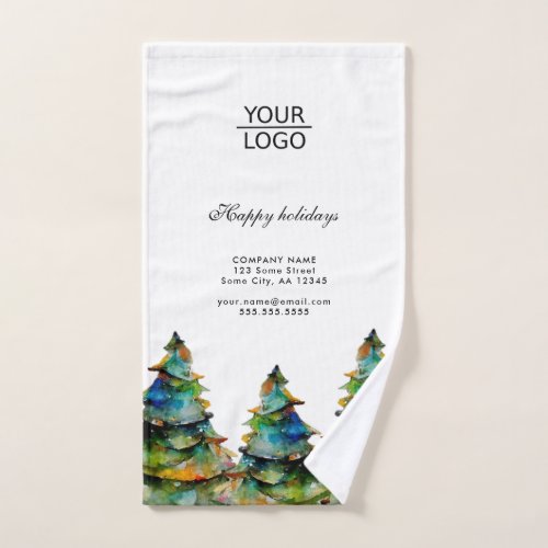 Add Logo Custom Text Christmas Tree Promotion Hand Towel