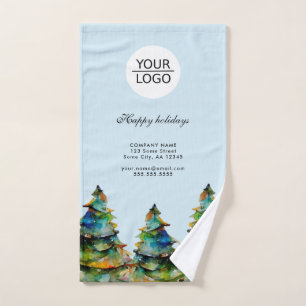 Add Logo Custom Text Christmas Tree Promotion Hand Towel