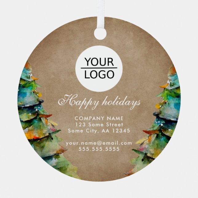 Add Logo Custom Text Christmas Tree Promotion  Metal Ornament (Front)
