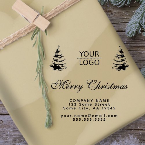 Add Logo Custom Text Christmas Tree Promotion  Rubber Stamp