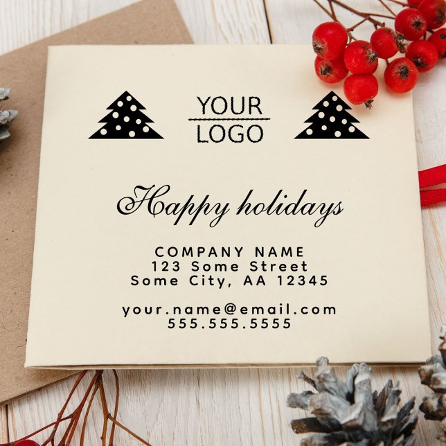 Add Logo Custom Text Christmas Tree Promotion  Rubber Stamp (Creator Uploaded)