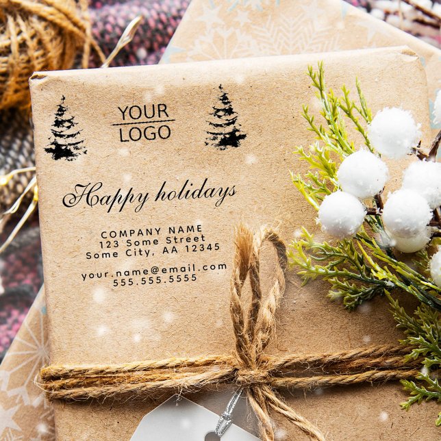 Add Logo Custom Text Christmas Tree Promotion  Rubber Stamp (Creator Uploaded)