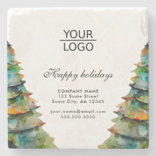 Add Logo Custom Text Christmas Tree Promotion Stone Coaster