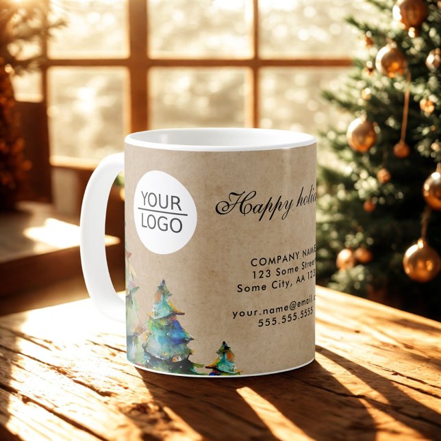 Add Logo Custom Text Christmas Trees Promotion Coffee Mug (Creator Uploaded)