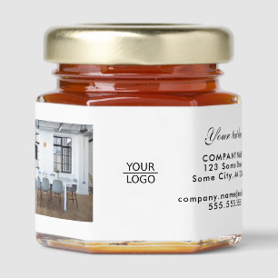 Add Logo Custom Text Photo Office Company Honey Jar Favors