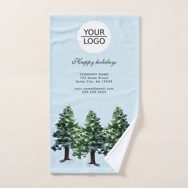 Add Logo Custom Text Pine Tree Promotion Hand Towel (Hand Towel)