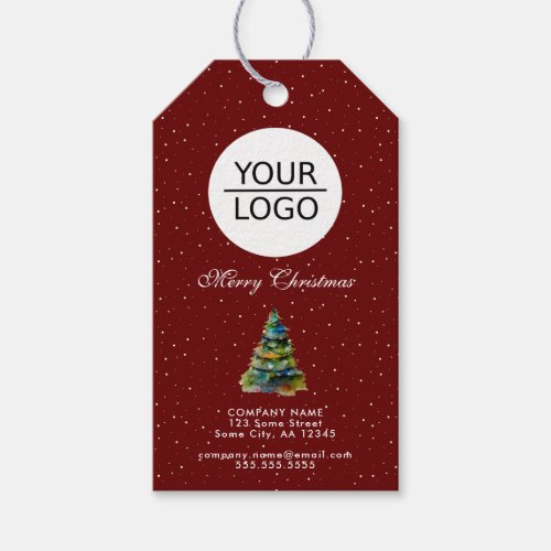 Add Logo Custom Text Promotion Christmas Tree Red Gift Tags