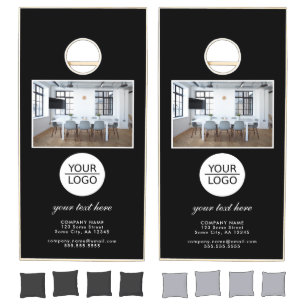 Add Logo Custom Text Promotion Photo Black Cornhole Set