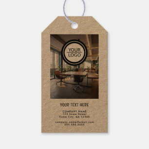 Add Logo Custom Text QR Code Company Photo Kraft Gift Tags