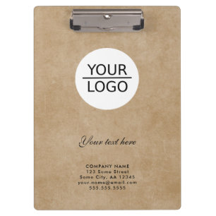 Add Logo Custom Text Rustic Company Promotion Clipboard