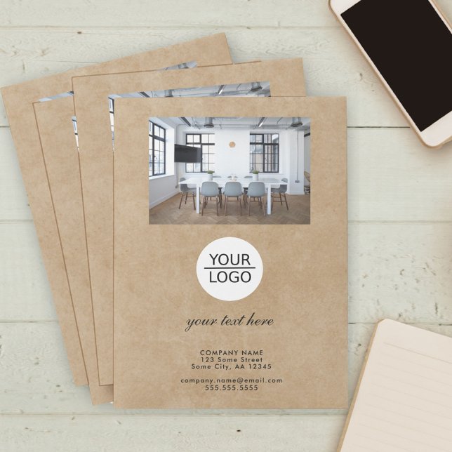 Add Logo Custom Text Rustic Promotion Photo Pocket Folder (Creator Uploaded)
