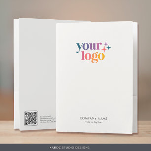 Add Logo Custom Text White Presentation Folder