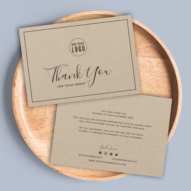 Add Logo Dark Gray Border Thank You Rustic Kraft (Creator Uploaded)