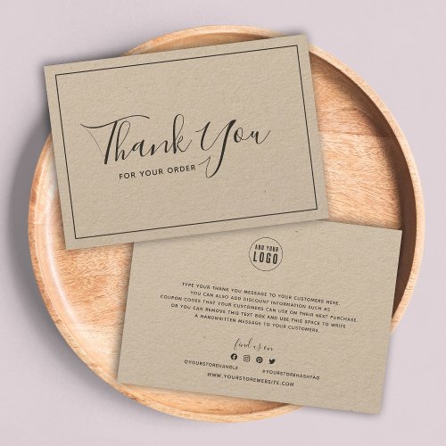 Add Logo Dark Gray Border Thank You Rustic Kraft