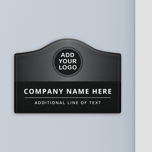 Add logo dark gray satin gradient black business door sign (Creator Uploaded)