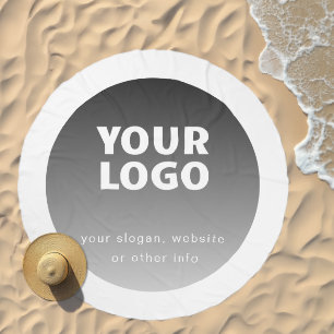 Add Logo Dark Grey Gradient White Border Beach Towel