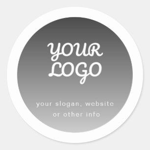 Add Logo Dark Grey Gradient White Border Classic Round Sticker