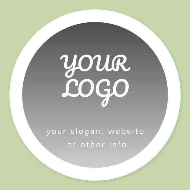 Add Logo | Dark Grey Gradient White Border Classic Round Sticker (Creator Uploaded)