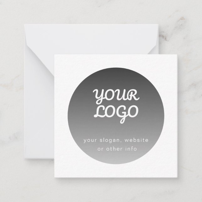 Add Logo | Dark Grey Gradient White Border Note Card (Front)