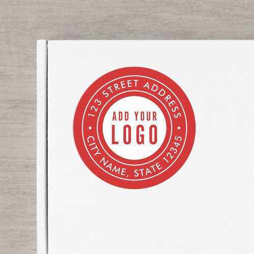 Add Logo Double Border Custom Color Return Address Classic Round Sticker