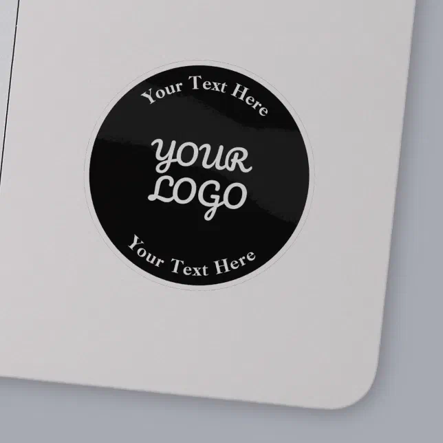 Add Logo Editable Black & Transparent Waterproof Sticker | Zazzle