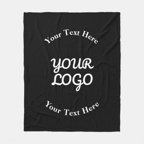 Add Logo Editable Black  White Text Fleece Blanket