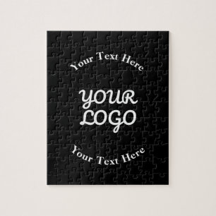 Add Logo Editable Black & White Text Jigsaw Puzzle