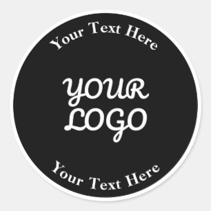 Add Logo Editable Black & White with Border Classic Round Sticker