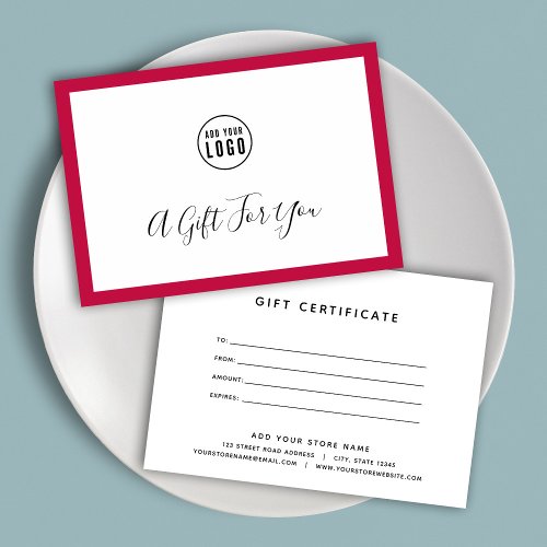 Add Logo Editable Border Color Gift Certificate