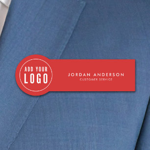 Add Logo Editable Color Simple Modern Name Tag