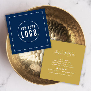 Add Logo Editable Color White Border Social Media Square Business Card