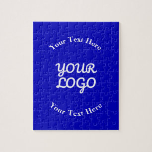 Add Logo Editable Royal Blue & White Text Jigsaw Puzzle