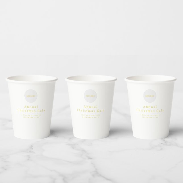 Add Logo Elegant Gold White Custom Text Paper Cup (Multi)