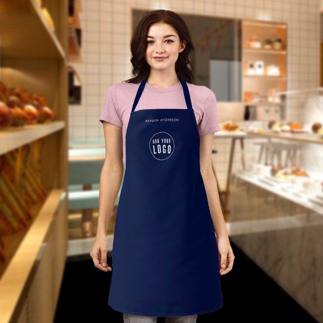Add Logo Employee Modern Minimalist Custom Color Apron (Creator Uploaded)