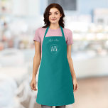 Add Logo Employee Modern Script Custom Color Apron<br><div class="desc">Personalized Apron that you can add your logo and your employee’s name in trendy modern script against an editable background color (click “edit” button and change background color). You can even change the strap color (accessible on the product page itself) to whatever color you wish. Personalize it by replacing the...</div>