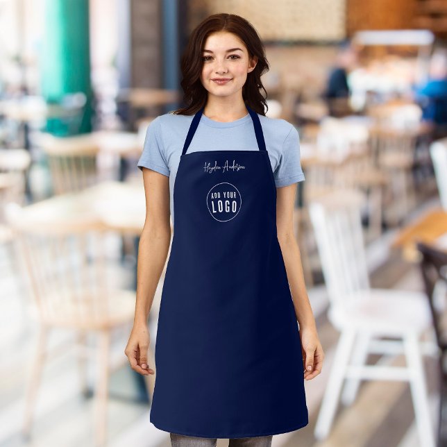 Add Logo Employee Modern Script Custom Color Apron (Creator Uploaded)